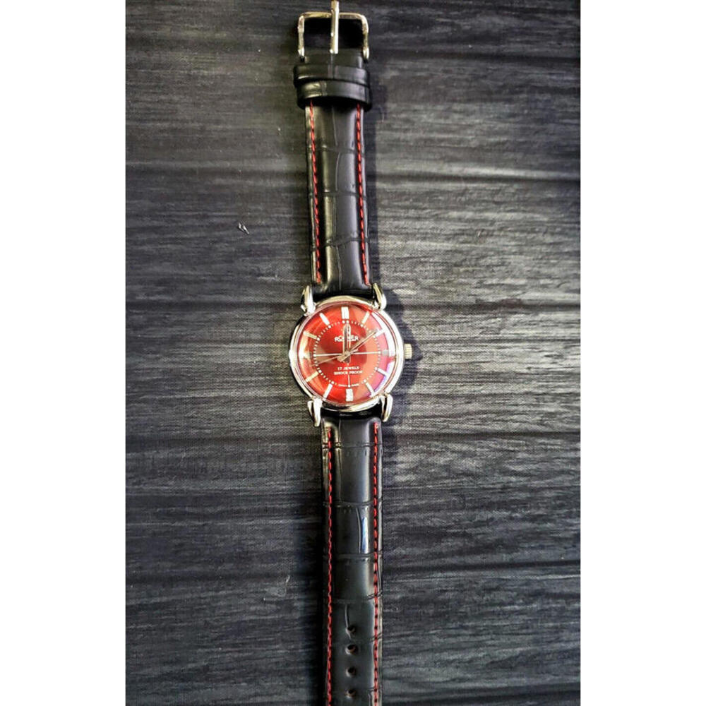 Roamer Brevete Swiss Mens Mechanical Watch RED Dial Serviced - Picture 4 of 6
